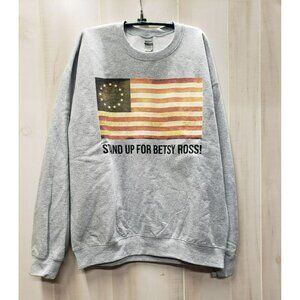 Gray Gildan Sweatshirt Stand Up For Betsy Ross, Adult Large, Long Sleeve